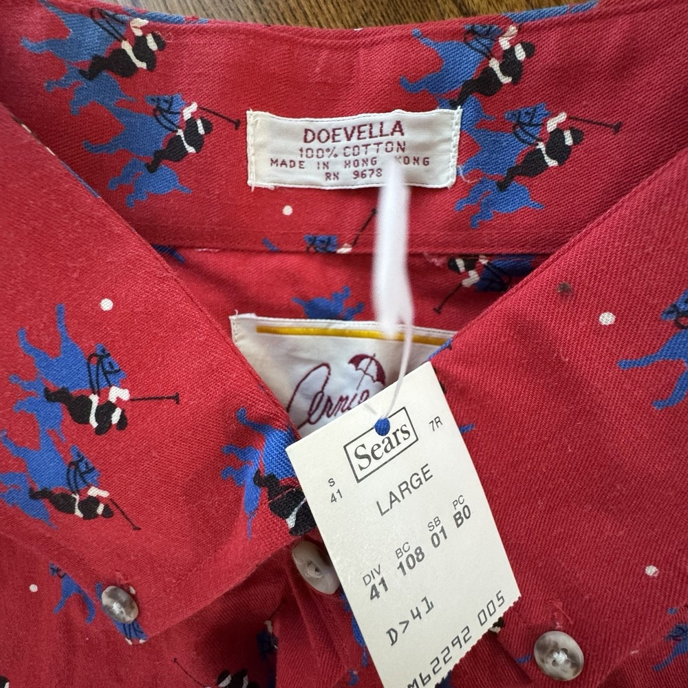 Vintage NWT Arnie Arnold Palmer Sears Polo AOP Long Sleeve Button Down Size L - Picture 3 of 6